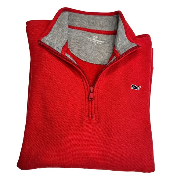 Vineyard Vines 1/4 Zip Sweater Youth Boy LRed Pima Cotton Pullover. NWOT - Picture 1 of 9